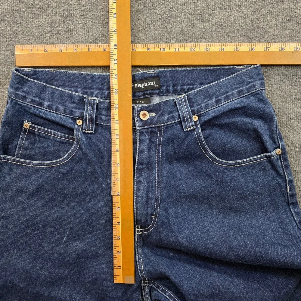 VTG Elephant Jeans Mens 34x31 Blue Denim Carpenter Wide Leg Baggy Hip Hop Skater